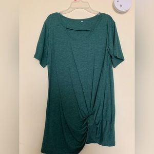 green tee with tie in front